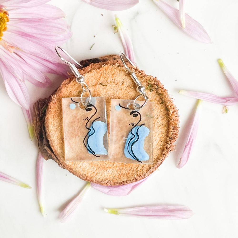Handmade Line Art Polystyrene Earrings